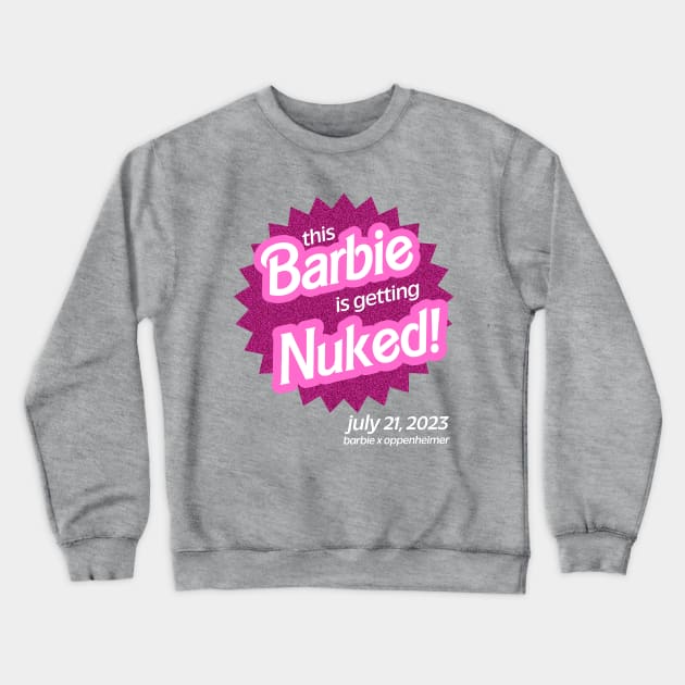 Barbie v Oppenheimer movie Crewneck Sweatshirt by uwudesign